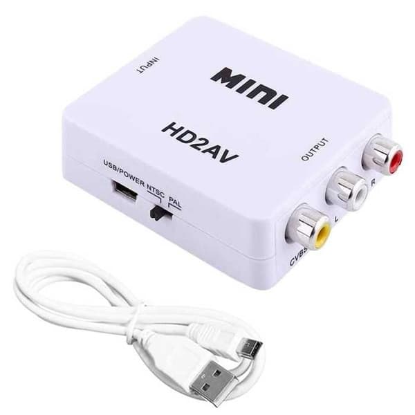 HDMI till komposit AV RCA CVBS Video Audio Adapter 1080p Vit för PC Laptop TV Full HD HDMI2AV Converter