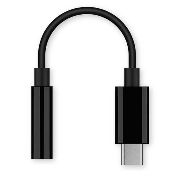 OCIODUAL USB Typ C till 3,5 mm Jack Adapter Svart TRRS OMPT Aux Audio Converter Minikabel för hörlurar