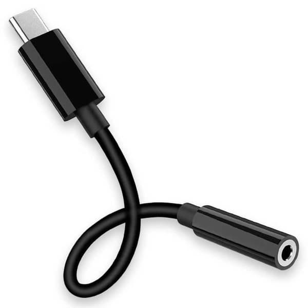 OCIODUAL USB Typ C till 3,5 mm Jack Adapter Svart TRRS OMPT Aux Audio Converter Minikabel för hörlurar