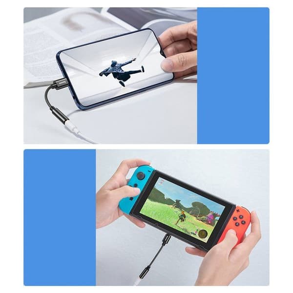 Baseus hörlursheadsetadapter USB typ C till 3,5 mm USB C till 3,5-jack ljudkabel för Huawei Mate 20