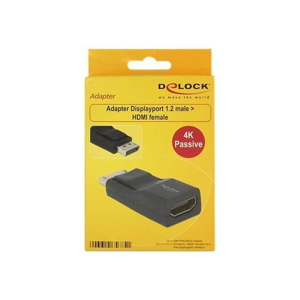 DeLOCK DisplayPort - HDMI-videoadapter HDMI (F) till DisplayPort (M) skärmat svart stöd 4K