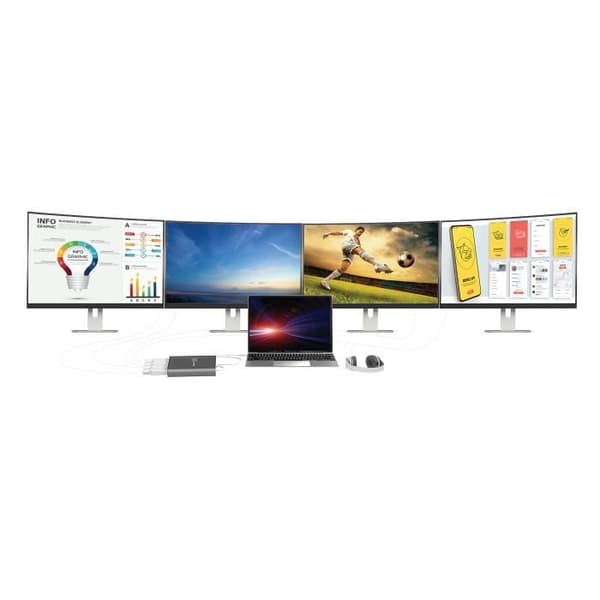 j5create JCA366 USB-C till 4-portars HDMI Multi-Monitor Adapter, Silver