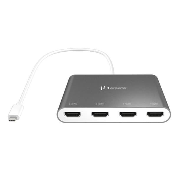 j5create JCA366 USB-C till 4-portars HDMI Multi-Monitor Adapter, Silver