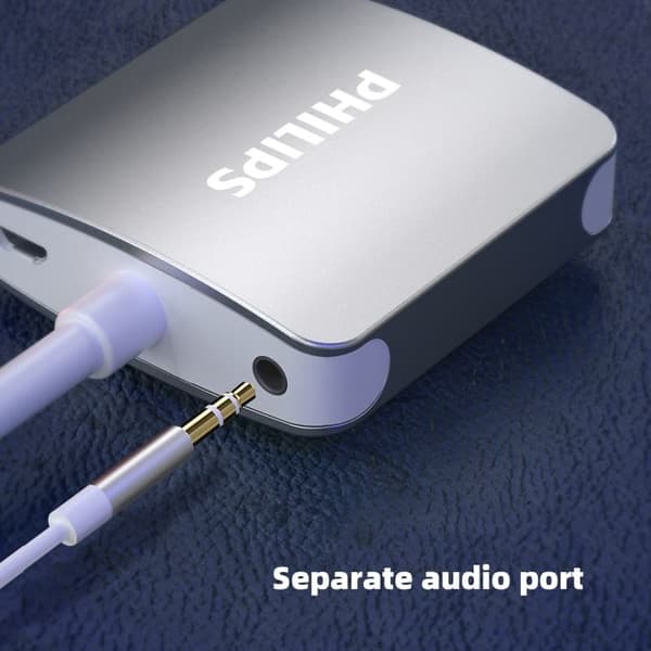 Philipsin HDMI-VGA-sovitin äänellä - HD-videomuunnin virtalähteellä ja 3,5 mm:n äänilähdöllä tietokoneelle, näytölle,