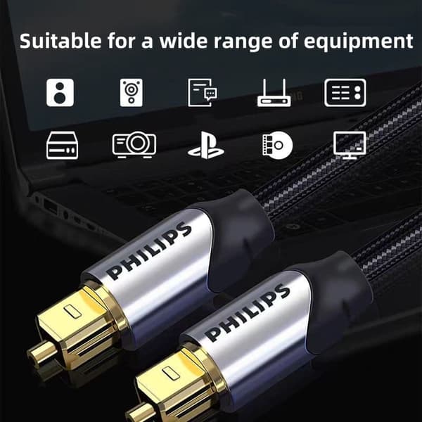 Philips optisk lydkabel SPDIF Digital Toslink – Forbinder TV, DVD, Soundbar, Amplifier – SWR21230/93