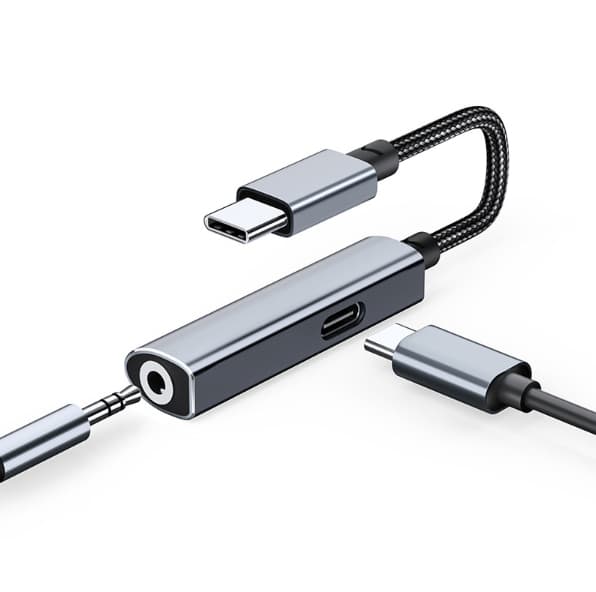 Typec to 3.5 Audio Converter 2 in 1 -lataussovitin kuulokkeille