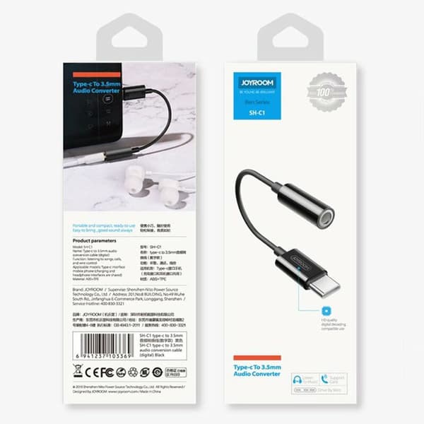 Adaptator Typ-C till Jack - JoyRoom (SH-C1) - Vit