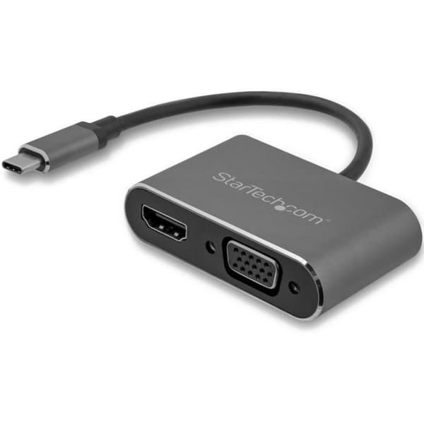 StarTech.com USB-C Digital AV Multiport-adapter - 4K 30 Hz VGA / HDMI-videoutgångar - Space Grey - Integrerad kabel (CDP2HDVGA) Svart