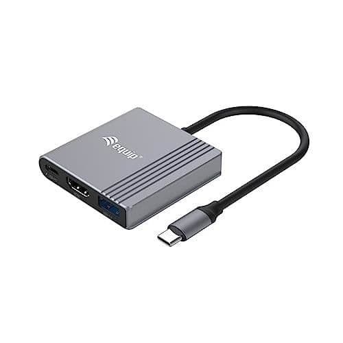 UTRUSTNING 133488 3 IN 1 USB-C TILL HDMI-USB-A-USB D ADAPTER 4K-60HZ PD Svart, Grå