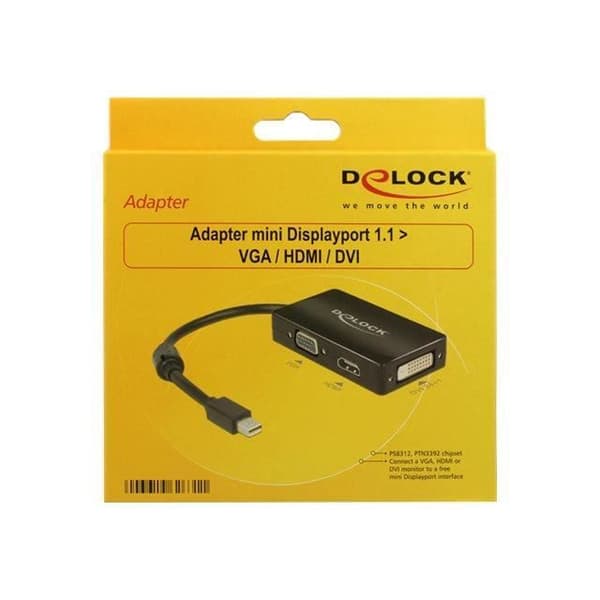 DeLOCK Delock Adapter mini Displayport 1.1 hane &gt; VGA - HDMI - DVI hona Passiv videoomvandlare Mini DisplayPort DVI,...