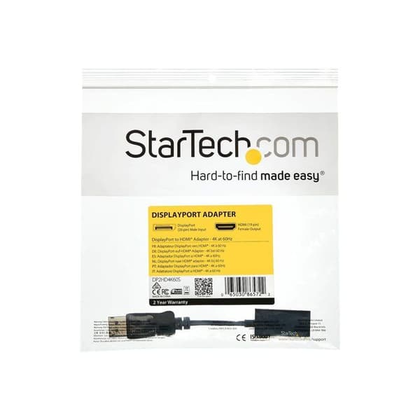 DisplayPort till HDMI-adapter - STARTECH.COM - Ultra HD 4K 60 Hz - H/F - Svart