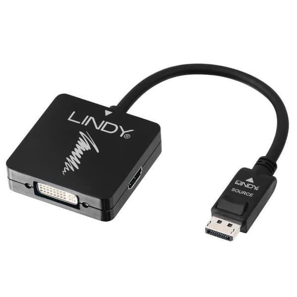 Videoadapter - LINDY - DisplayPort 1.2 till HDMI/DVI/VGA - 4K UHD 30Hz - Ljud stöds