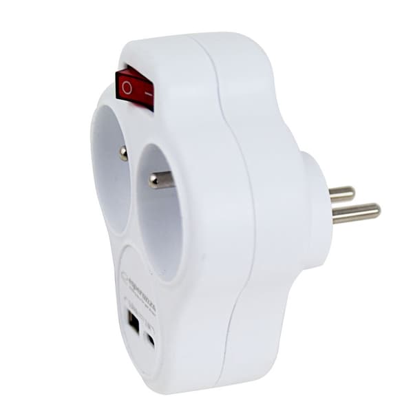 Esperanza ELK311W Elektrisk splitter 2 GN. USB-C USB-A ON. Hvid
