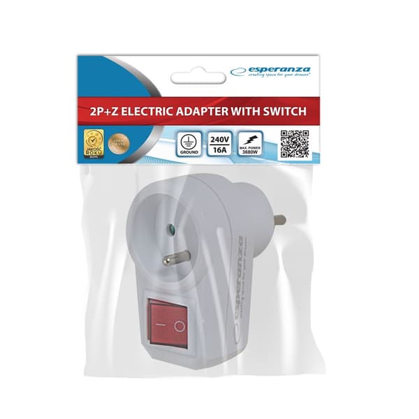 Esperanza ELK301W Elektrisk Splitter 1 stikkontakt Afbryder Hvid