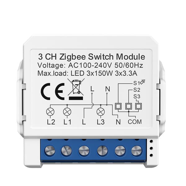 INF ZigBee Smart Switch ZWSM16 - 3 Gang Neutral Required - White