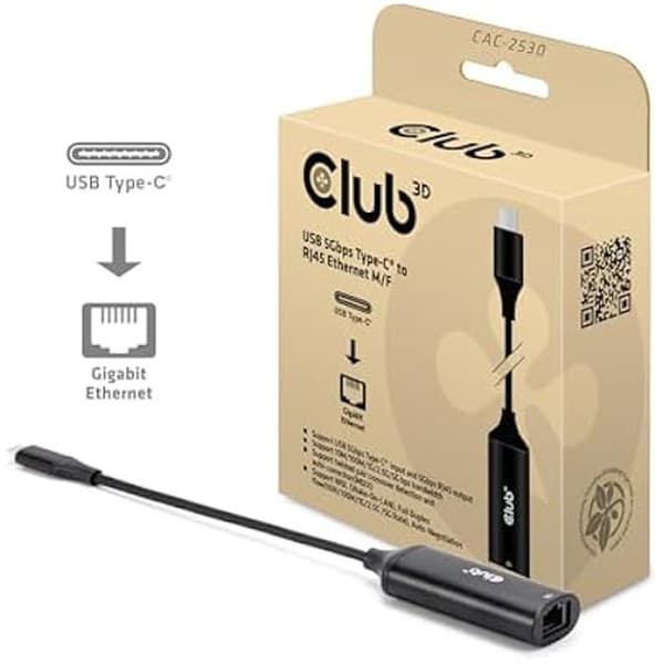 Club3D CAC-2530 USB 5Gbps Typ-C® till RJ45 Ethernet M/F