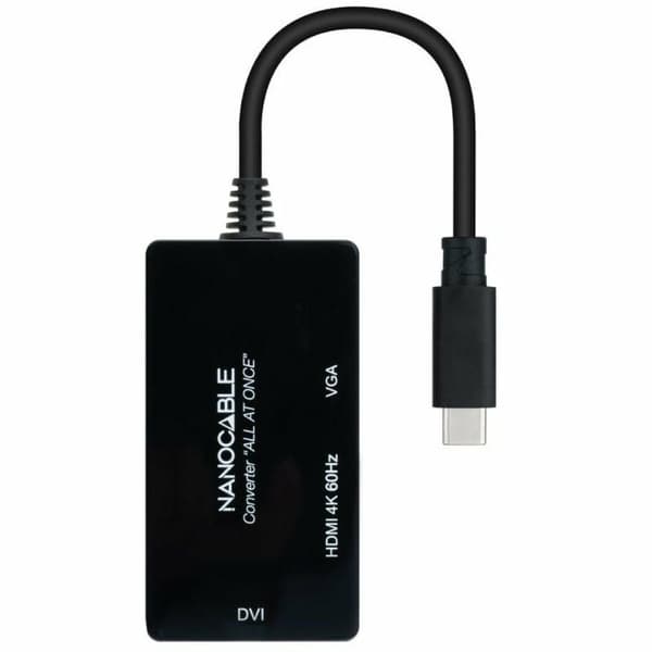 USB-C till VGA/HDMI/DVI Adapter NANOCABLE 10.16.4301-ALL 20 cm Svart