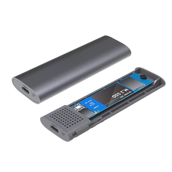 CoreParts USB 3.2 Type-C-kabinet til M.2 PCIe NVMe/SATA SSD'er (værktøjsfri), MSUB3304 Sort