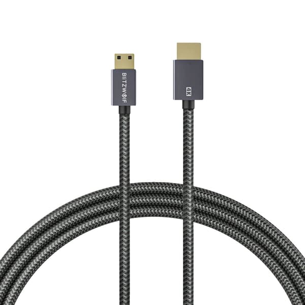 Mini HDMI - HDMI -kaapeli, 4K-resoluutio, 18Gbps siirtonopeus,1 metriä 10 kpl, harmaa