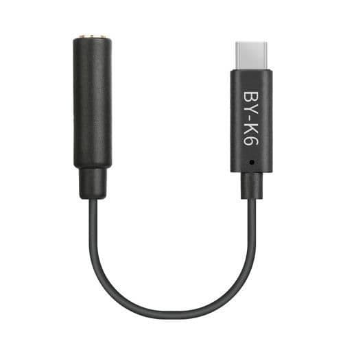 Boya Universal BY-K6 DJI Osmo Pocket 3,5 mm Audio Adapter Svart