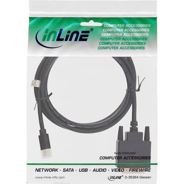 Inline audio - videoadapter - 17222 - DisplayPort-Adapter - Mini DisplayPort (M) till DVI-D (M) - 2.0m - Schwarz ()