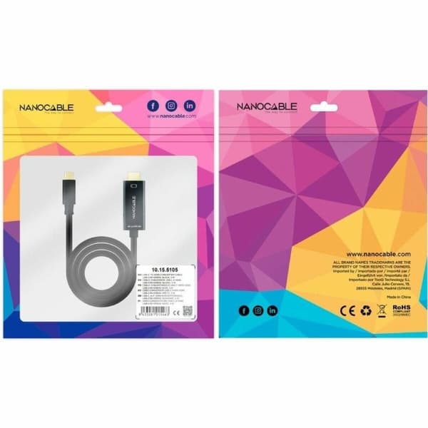 USB-C till HDMI Kabel NANOCABLE 10.15.5105 5 m Svart