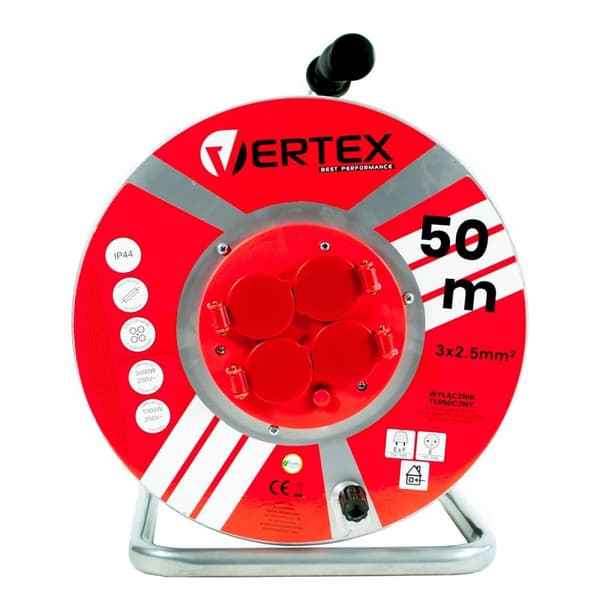Förlängningssladd Vertex PB50METAL Svart Silver 50 m