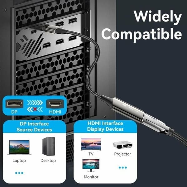 Kabel DisplayPort till HDMI Vention HFNBC Svart