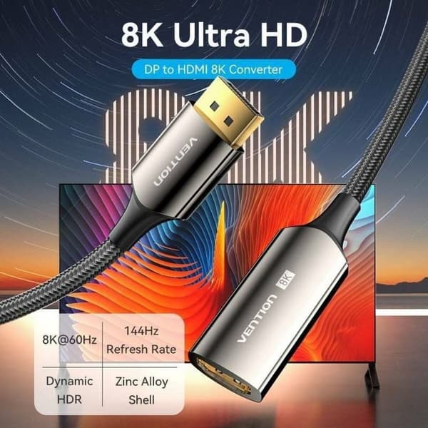 Kabel DisplayPort till HDMI Vention HFNBC Svart