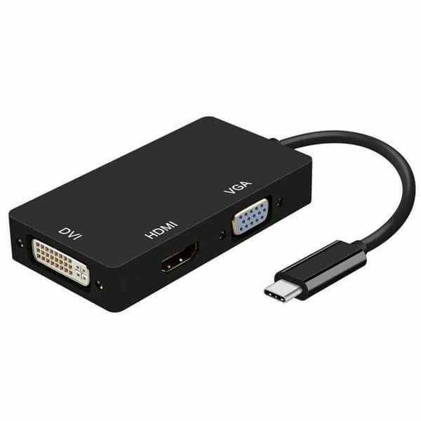 USB-C til VGA/HDMI/DVI-adapter Aisens A109-0343 Sort 15 cm