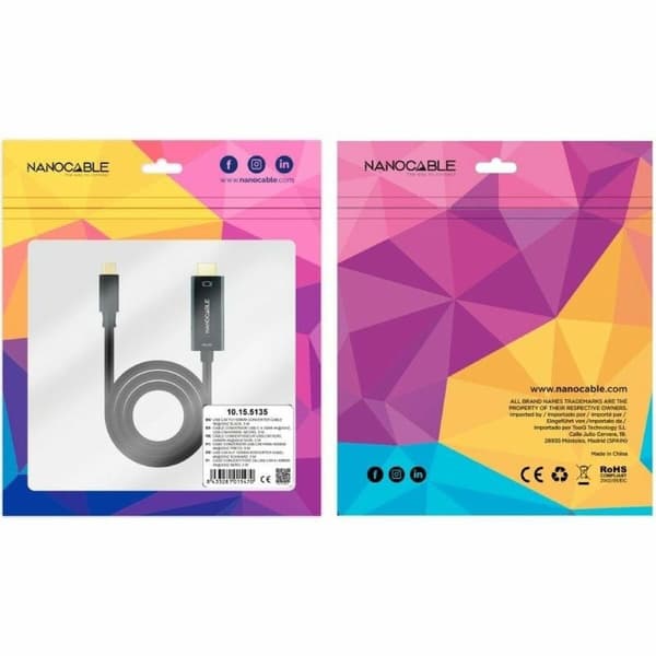USB-C til HDMI-kabel NANOCABLE 10.15.5135 5 m Sort