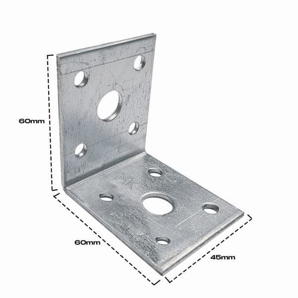 Vinkelforbindelse med perle, stålvinkel, hulgreb, 60 x 60 x 45 x 2 mm, 2 stk.