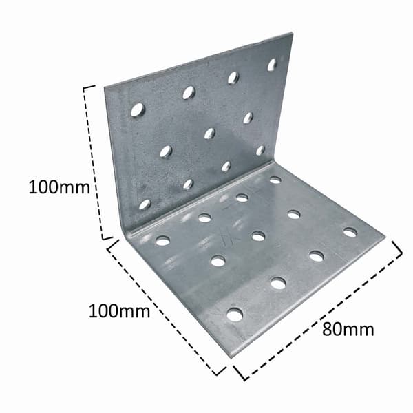 Vinkelforbindelse med perle, stålvinkel, hulholder, 100 x 100 x 80 x 2 mm, 10 stk.