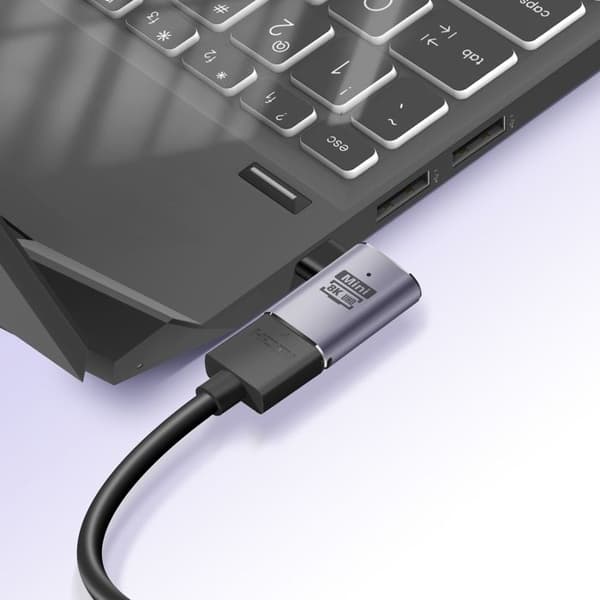 HDMI-femelle till Mini HDMI-hane 8K UHD vinklad till höger LinQ Grå