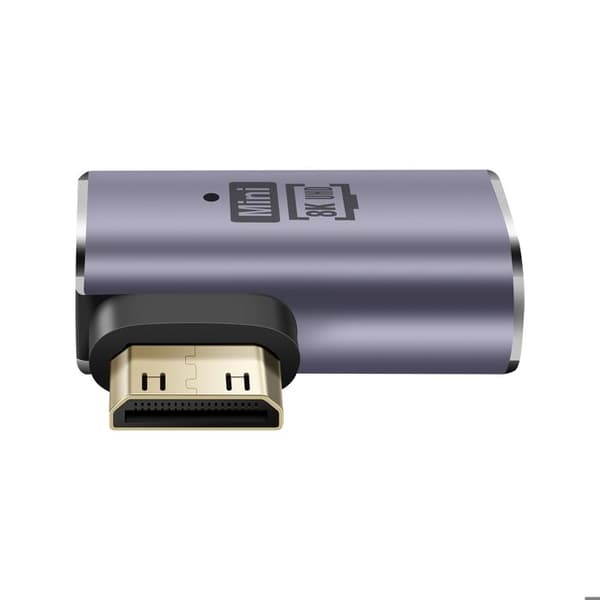 HDMI-femelle till Mini HDMI-hane 8K UHD vinklad till höger LinQ Grå