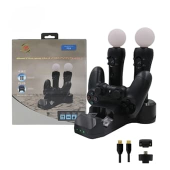 Ladestation 4-i-1 PlayStation 4 Håndkontrol / VR-kontrol