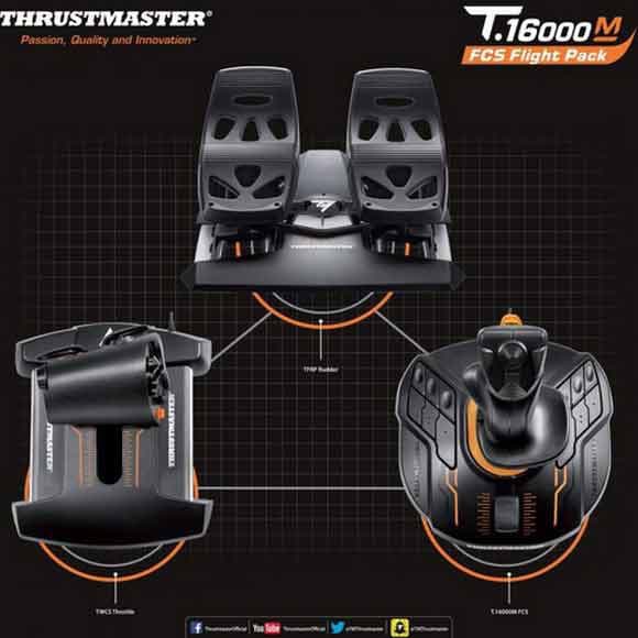 Thrustmaster Pc Flight Pack T16000m Fcs Musta