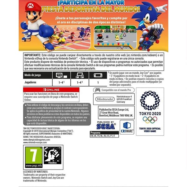 Nintendo Switch Mario&sonic A Los Juegos Olímpicos Röd,Vit PAL