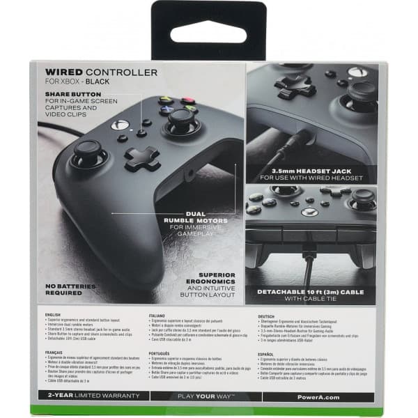 PowerA Wired Controller -peliohjain, musta, Xbox