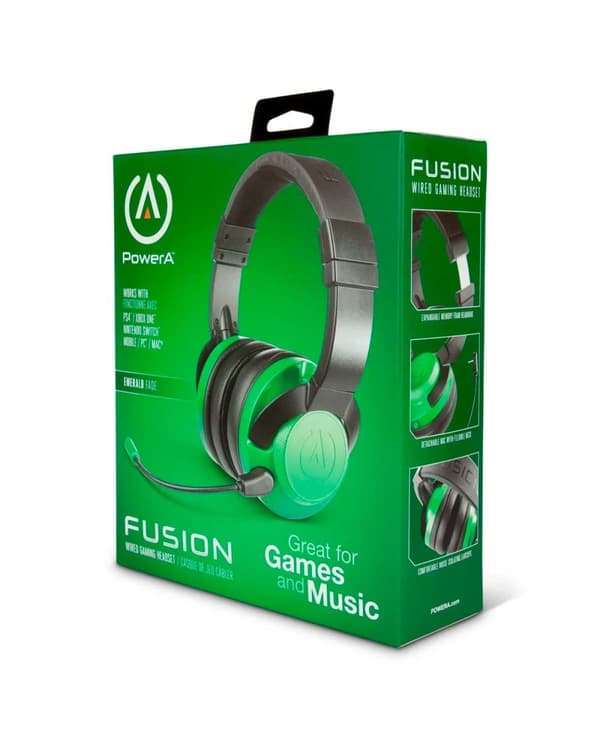 PowerA Fusion Wired Gaming Headset for PC, Xbox, PS4, Switch (Emerald Fade) - PC (brukt)