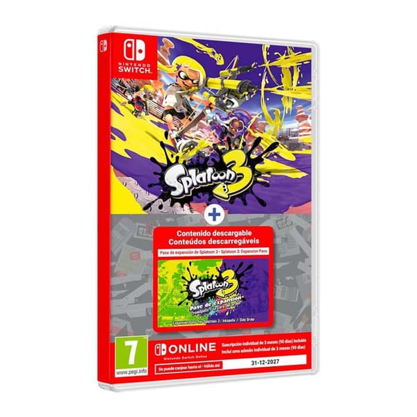 Nintendo Games Switch Splatoon 3 + Expansion Pass + 3 Nintendo Switch Online  PAL