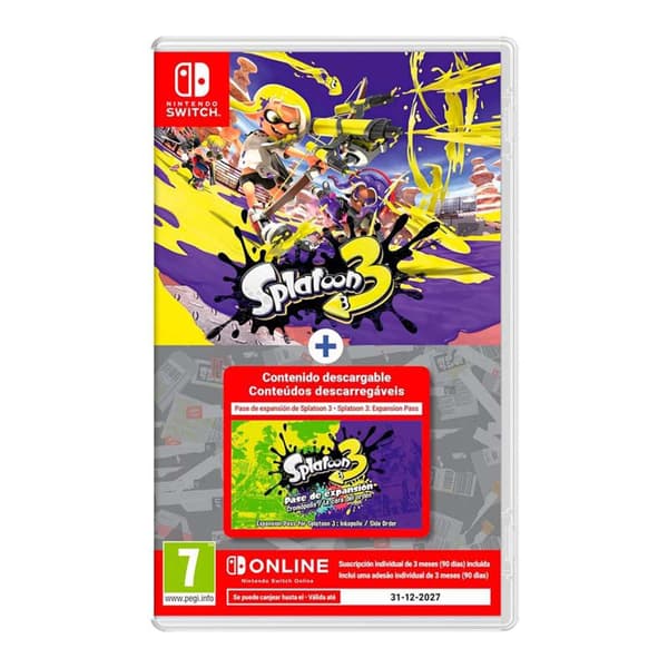Nintendo Games Switch Splatoon 3 + Expansion Pass + 3 Nintendo Switch Online  PAL