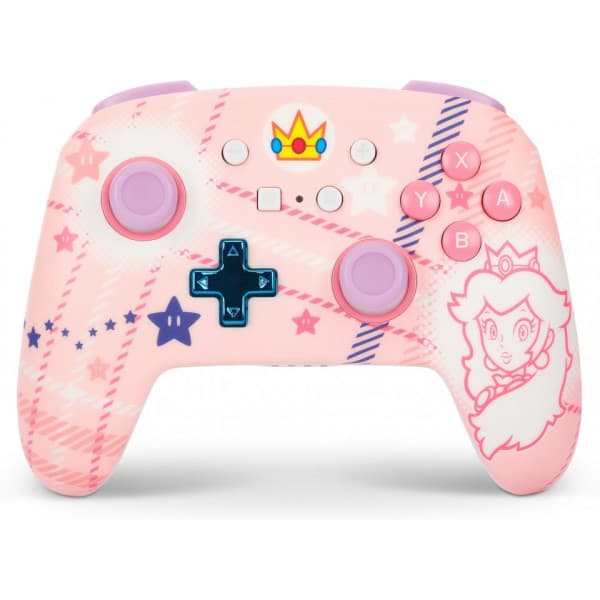 PowerA Enhanced Wireless Controller - trådløs spilcontroller, Princess Peach Rutig, Switch