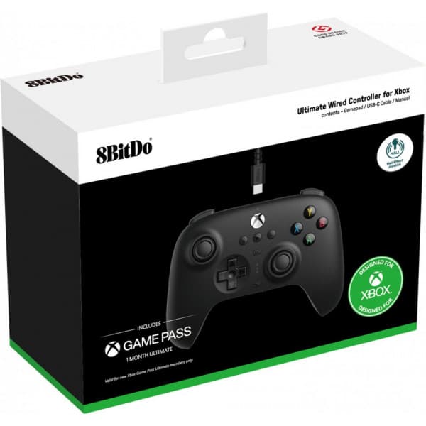 8BitDo Ultimate Wired Controller - Hall Edition -langallinen peliohjain, musta, Xbox / PC