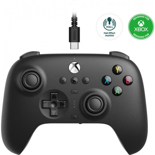 8BitDo Ultimate Wired Controller - Hall Edition -langallinen peliohjain, musta, Xbox / PC