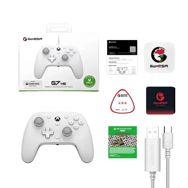 Xbox Langallinen Peliohjain, Yhteensopiva Xbox Series X/S:n kanssa, USB-liitäntä, Hall-linjaiset liipaisimet,G7 HE valkoinen G7 HE White