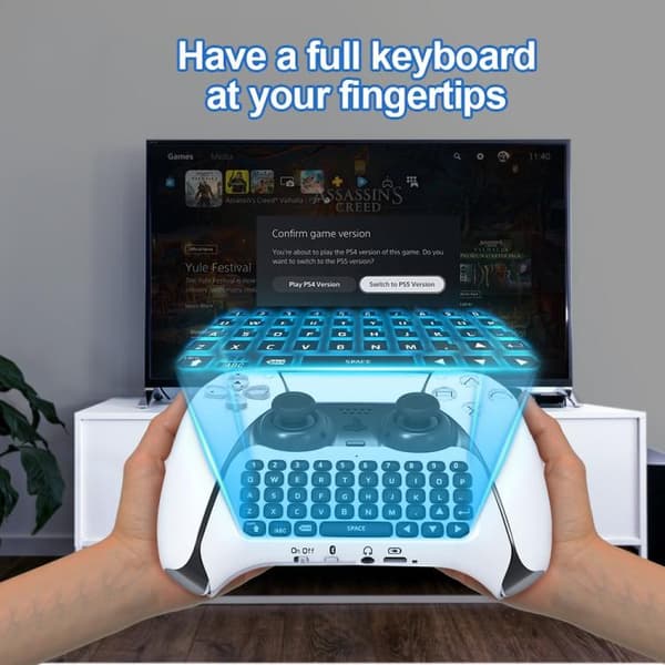 Trådløst tastatur for PS5-kontroller med innebygd høyttaler - Grå