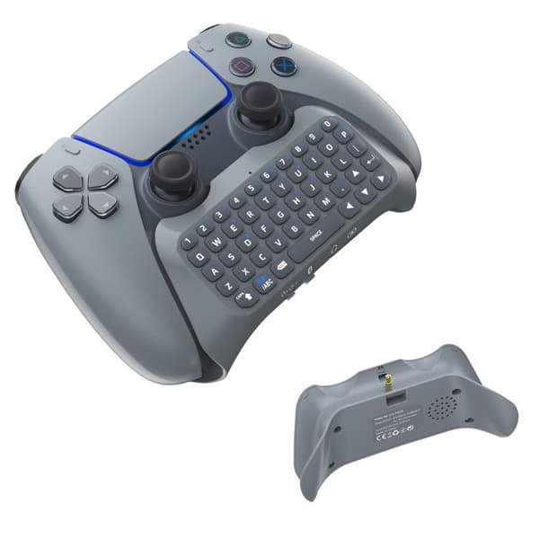 Trådløst tastatur for PS5-kontroller med innebygd høyttaler - Grå