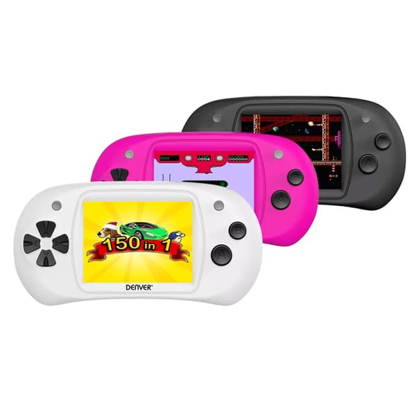Denver Gamepad GMP-240CMK2, jossa on 2,4 tuuman LCD-näyttö ja 150 sisäänrakennettua peliä