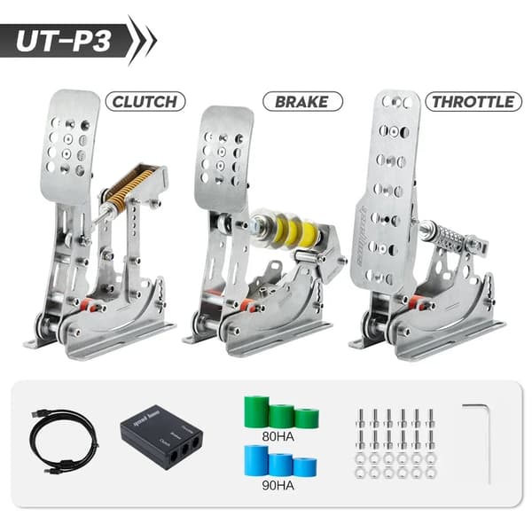 SIMJACK-kilpailupolkimet, ruostumattomasta teräksestä valmistettu, yhteensopiva Logitech- ja Thrustmaster-laitteiden kanssa,UT-P3